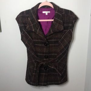 CAbi Wool Blend Plaid Thanksgiving Vest Medium